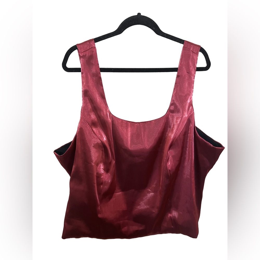90’s Y2K 24W Satin Vamp Whimsigoth Romantic Top Tank Red Wedding Iridescent Prom